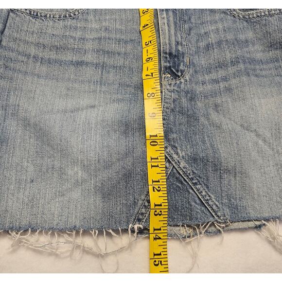 Hollister Denim Mini Skirt Womens Sz 7 Waist 28 Frayed Hem High Rise Distressed - Picture 8 of 10